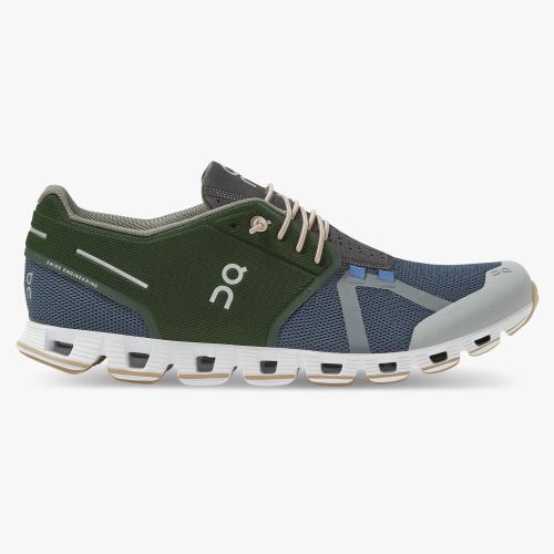 On Running Cloud Men's Sneakers Green Blue | ZNR1843DT